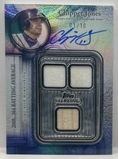 CHIPPER JONES 2025 TOPPS STERLING AUTO AUTOGRAPH JERSEY PATCH BLUE #1/10 SP SSP