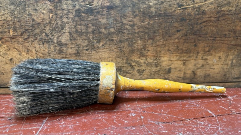 Vintage Horsehair Paint Brush Round Wooden Handle