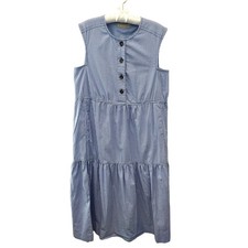 EVERLANE The Tiered Midi Dress Blue White Stripe Sleeveless Cotton | Small