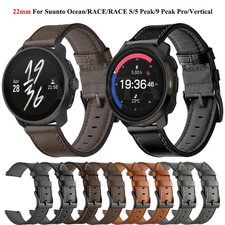22mm Wrist Band for SUUNTO 5 / 9 PEAK Pro RACE S Ocean Vertical PU Leather Strap