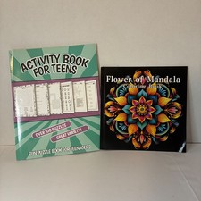 Activity Books For Teens Fun Puzzle Book Mandala Coloring Book Lot of 2 DIY