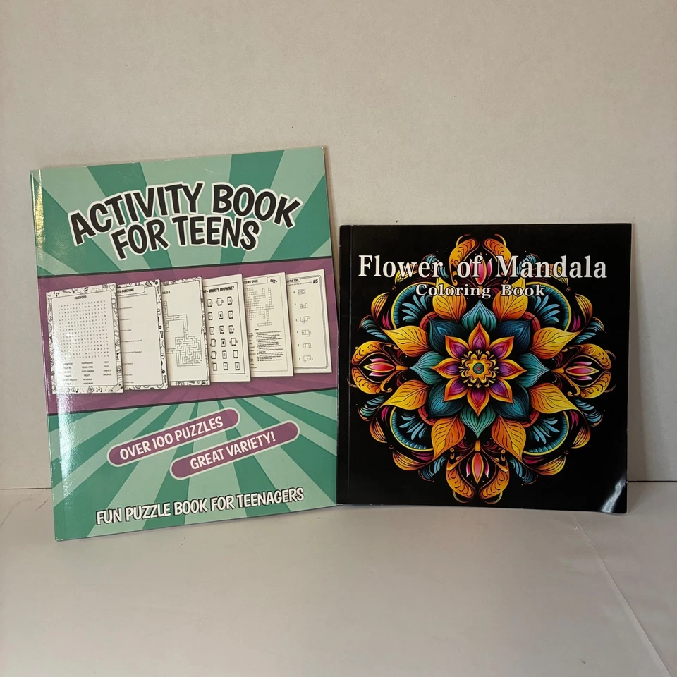 Activity Books For Teens Fun Puzzle Book Mandala Coloring Book Lot of 2 DIY - Image 1 of 4