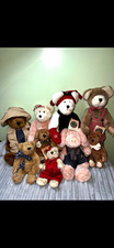 Boyds Bears Plush Teddy Bear Lot, Multicolor w/ Clothing, Hat Scarf and Tags.