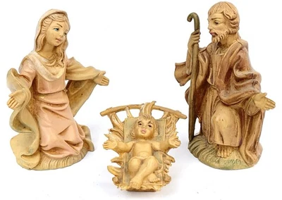 3 alte Krippenfiguren Maria Jesus  Josef handbemalt Italy 8cm Vintage Weihnachte - Bild 1 von 4