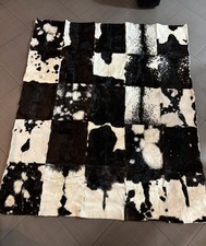 Ethiopia 100% Cowhide Leather Rug Tricolor Sk...
