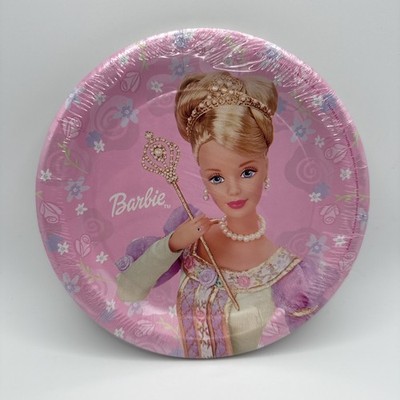 Vtg 1999 Mattel Barbie Tiara  Dream Time'' Paper Party Plates 6 3/4 In. Set of 8