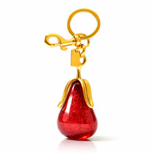 Pear Drop Glitter Keychain Red Sparkle Bag Charm Keyring