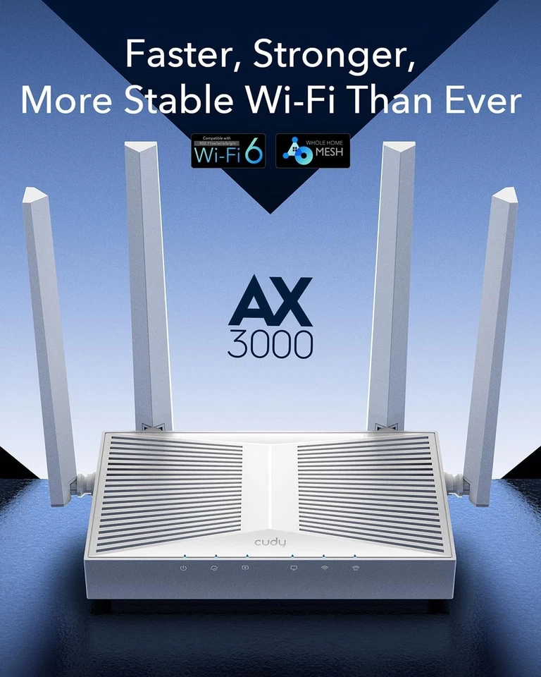 Cudy WR3000E AX3000 Gigabit Dual Band Wi-Fi 6 Mesh Router, MU-MIMO, OFDMA, WireG - Image 2 of 4