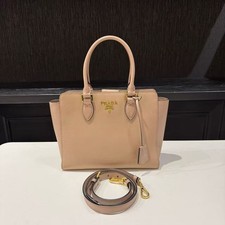 Prada Galleria Small Pink Saffiano Leather Handbag Crossbody Bag Gold Auth