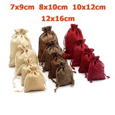 1/5/10/50Pcs Linen Burlap Gift Bags Drawstring Pouch Wedding Jewelry Storage Bag