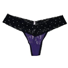 Victoria's Secret PINK Extra Low Rise Thong Purple Black Rhinestone Panties Y2K