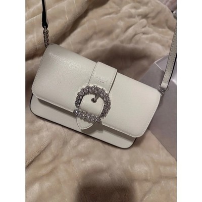 NWT Jimmy Choo White Milk Cheri Shoulder Bag with Crystal Buckle