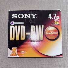 5 Pack of Blank Sony AccuCore DVD RW 4.7 GB recordable discs Brand New Sealed