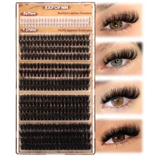 Eefofnn Fluffy Lash Clusters 370pcs Individual Lashes Volume 50D+60D+80D+100D...