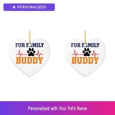 Custom Pet Heartbeat Set of 2 Ornament Personalized Name Dog Lover