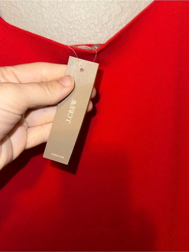 NWT J. Crew Red Squareneck Knit Mini Sweater Dress A-Line Size Medium - Picture 5 of 6