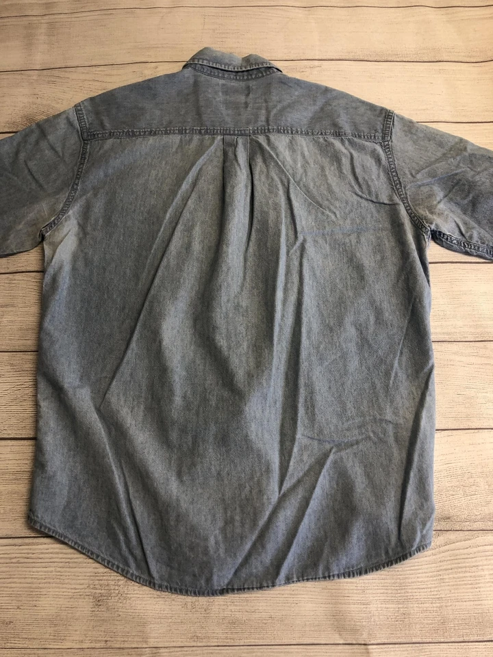 Dockers Denim Shirt Mens Medium Blue Button Down Short Sleeve Casual Pocket - Image 4 of 4