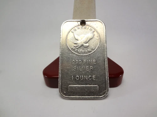 SUNSHINE MINTING BULLION BAR - HAS A HOLE DRILLED IN IT - ONLY 30.8 GRAMS - F71