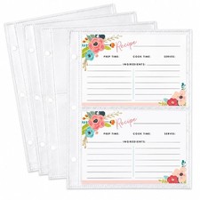 50 Pack 4x6 Recipe Card Protectors, Clear Recipe Card Sleeves for 3 Ring Binder,