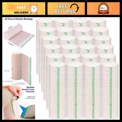 24 Pack Self-Adhesive Elastic Bandage Wrap 6  with Hook & Loop Closure for Sport