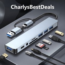 8 in 2 USB Type C HUB Docking Station with 3.5mm Audio Jack Adapter Micro SD