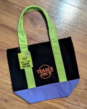 Limited Trader Joe's Mini Halloween Black Green Canvas Tote Bag - SHIPS TODAY