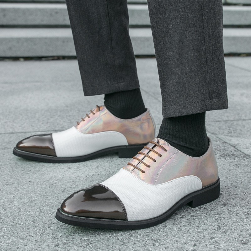 SAOLA Scarpe eleganti formali uomo inglesi stringate colore bloccato matrimonio business derby