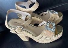 Donald Pliner Galatea Jeweled Cork Ankle-Strap Platform Sandals NWOB 8.5 ISSUE