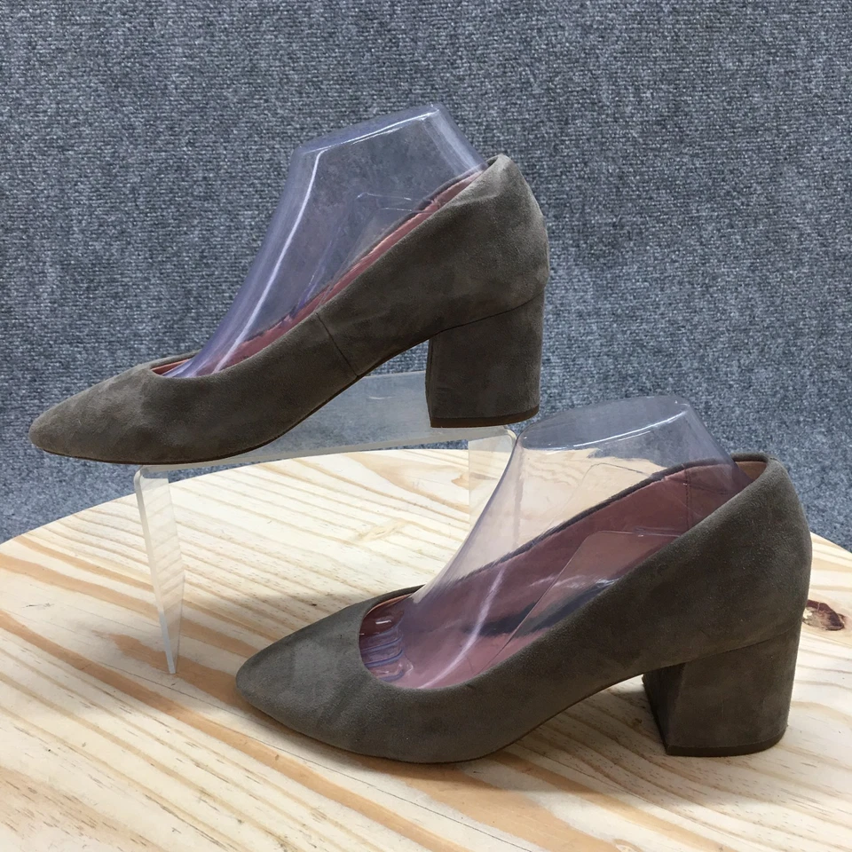 Taryn Rose Heels Womens 8 B Rochelle Pump Gray Leather Slip On Block 34TR0190 - Image 2 of 4