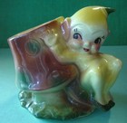Happy Cute Pixie Elf Gnome Mushroom Toadstool Planter VG USA Hand Painted — photo 1