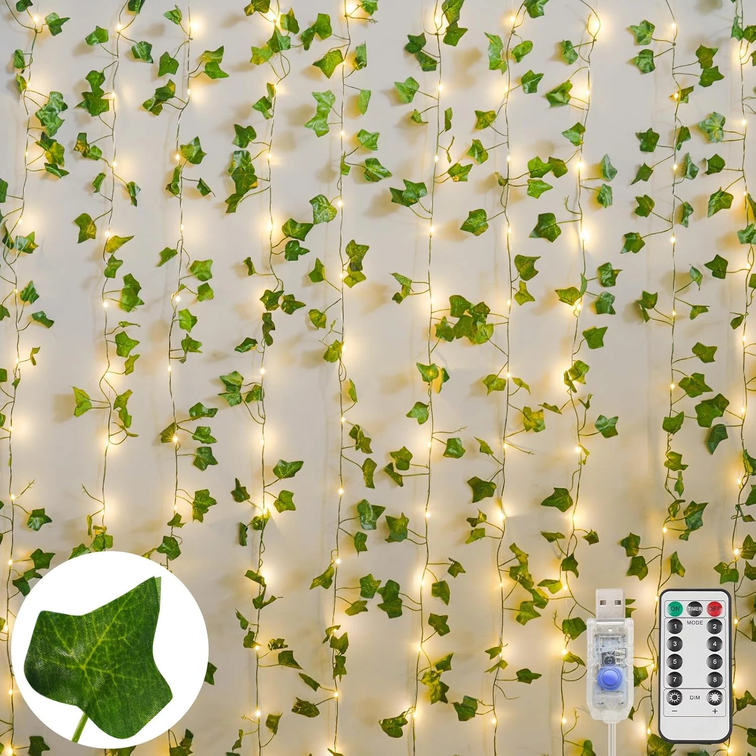 Vines with Light for Bedroom, 200 LED Fairy Lights with Vines, Ivy Curtain Light
Opens in a new wind