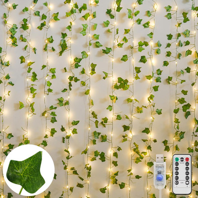 Vines with Light for Bedroom, 200 LED Fairy Lights with Vines, Ivy Curtain Light