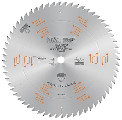 CMT Orange (285.660.10) Chrome Heavy-Duty CROSSCUTTING Blade 10'' x T60 ATB, D 10