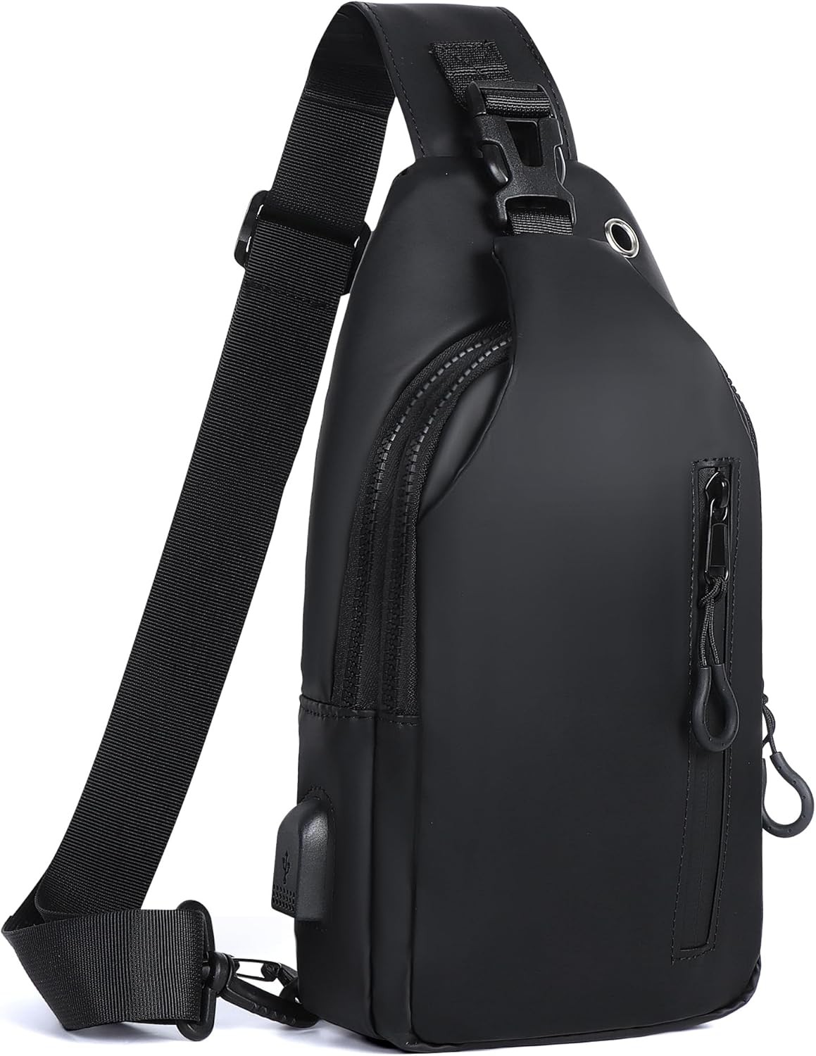 Waterproof Sling Bag for Men Women Crossbody Backpack with USB Charging Port & H