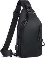 Waterproof Sling Bag for Men Women Crossbody Backpack with USB Charging Port & H