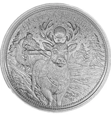 Christmas Eve Rudolph & Santa 1 oz .999 Fine Silver Art Round in capsule