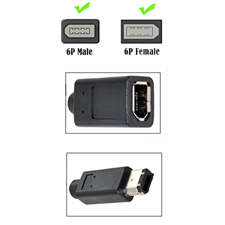 IEEE Firewire 1394 6 Pin Male to 6 Pin Female 400 to 400 Adapter Extension Cable - Image 3 of 4