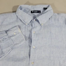 Daniel Cremieux Shirt Mens XXL Blue 100% Linen Long Sleeve Button Up