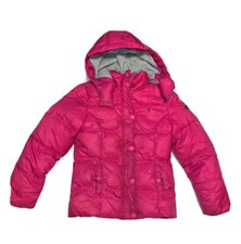 Tommy Hilfiger Girls Pink Puffer Down Zip Winter Coat Jacket Hood Size M 8-10