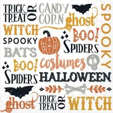 Paper Luncheon Napkins Halloween Party Decor Spooky Words 6.5 inch