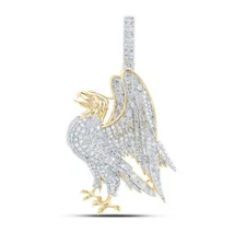 2.87 Cttw Diamond Eagle Mens Pendant Charm 10k Yellow Gold