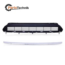 2PC Set 2011-2013 Toyota Highlander Front Bumper Lower Grille & Chrome Molding 