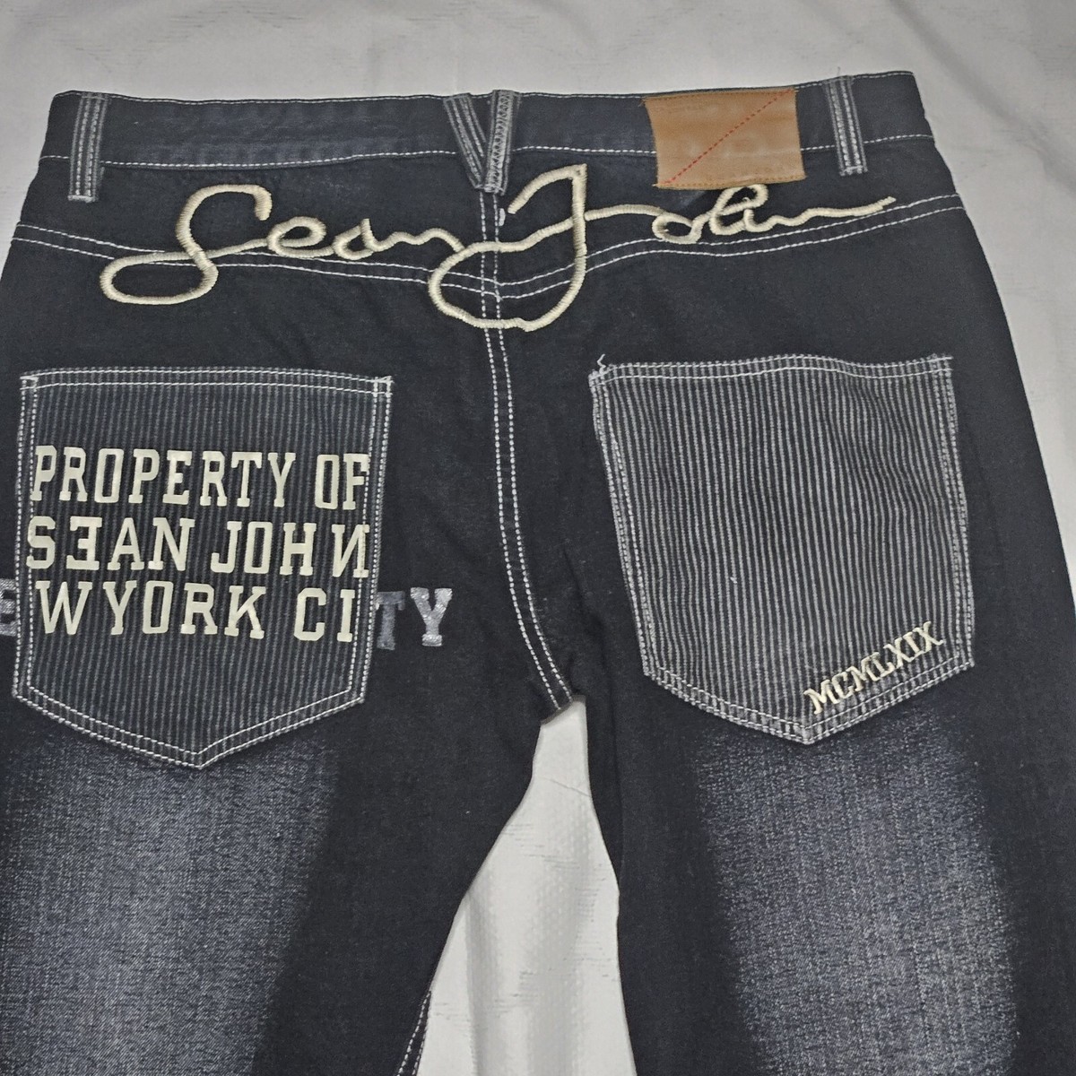 VTG Sean John Premium Denim Jeans Men's 38 Straight Embroidered