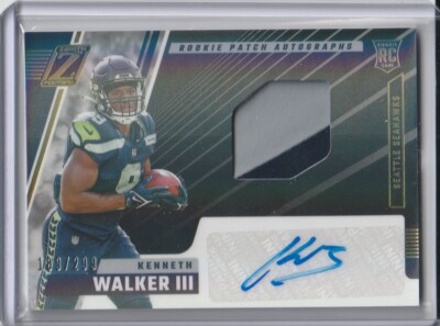 KENNETH WALKER III 2022 Panini Zenith 189/299 RC PATCH AUTO 