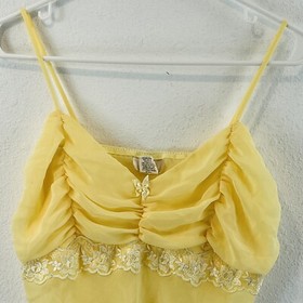 Vintage Womens L L.A. Intimates Babydoll Lingerie Set Sheer Yellow Top Bottom