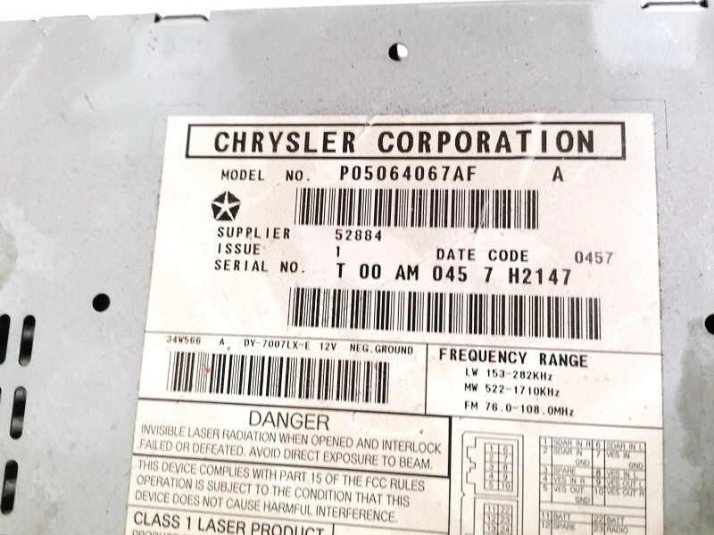 Chrysler 300C 2007 Autoradio P05064067AF, Genuine #1544844-11 - Bild 3 von 4