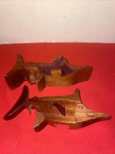 Sail Fish Wooden Puzzle Box Intarsia Wood Decorative Jewelry Trinket Box