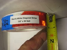 3M BRZ983L WHITE - RED Reflective Diagonal Stripe Conspicuity Tape 7/8" x 50'