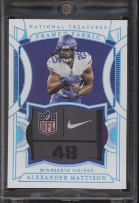 Alexander Mattison 2021 National Treasures Framed Fabric Platinum #/1 Vikings