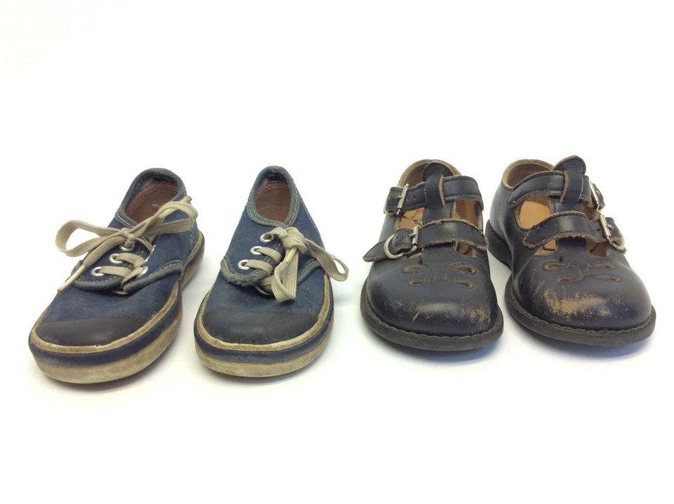 Par de Zapatos Buster Originales Marrón Azul Keds Suela de Goma Bebé Niño Pequeño Foto 2 de 4